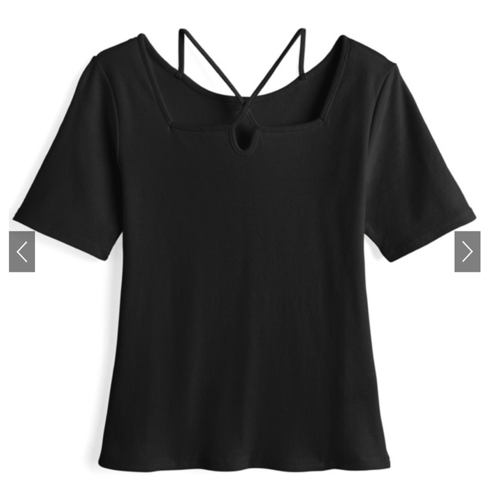 Elegant Black Women's Blouse with Strappy Detail